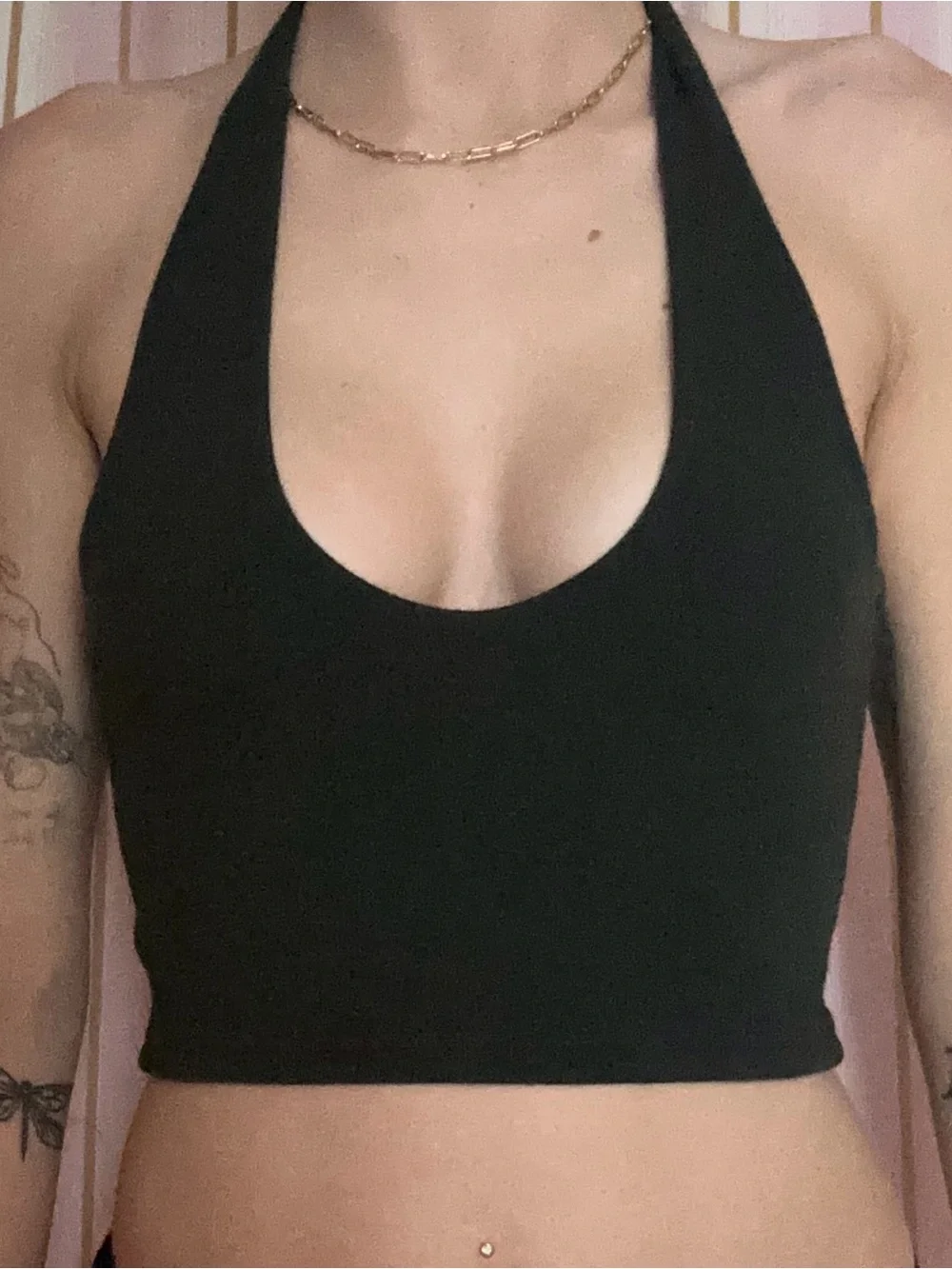 Dark Green John Galt Halter Top - Picture 1 of 3